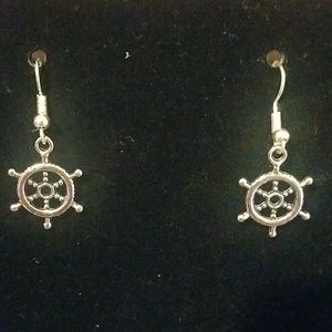 Nautical Ships Wheel Earrings 50s Hello Sailor